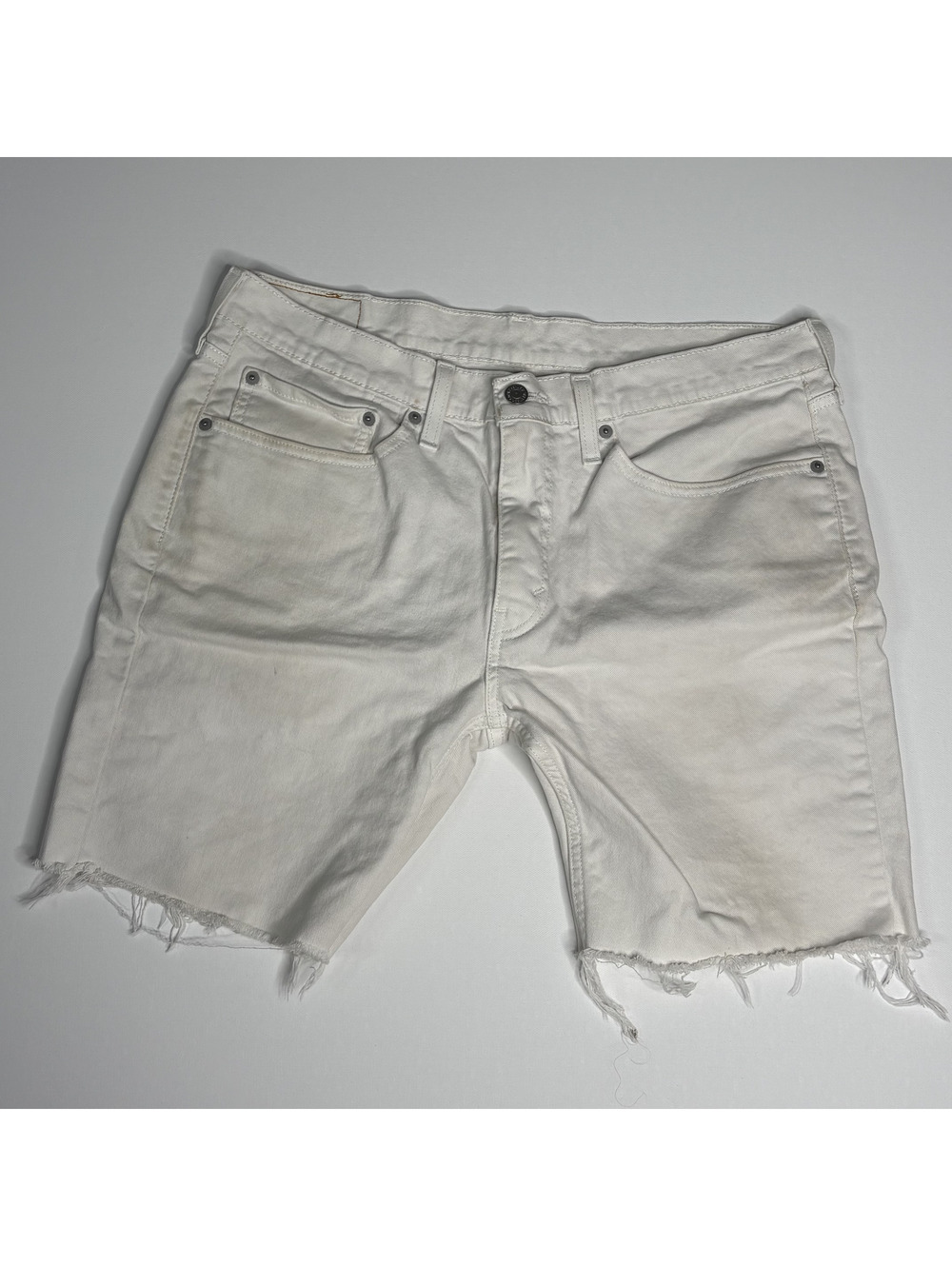 Levi's 514 White Denim Cutoff Shorts Size 34 Frayed